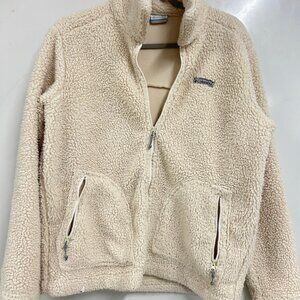 Columbia Women’s Sherpa Jacket M – Cozy Teddy Fleece Full Zip in Cream/Off-White